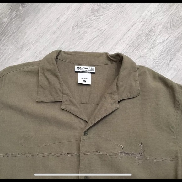 Columbia 100% Silk Embroidered Fisherman Fly Fish - Picture 3 of 8